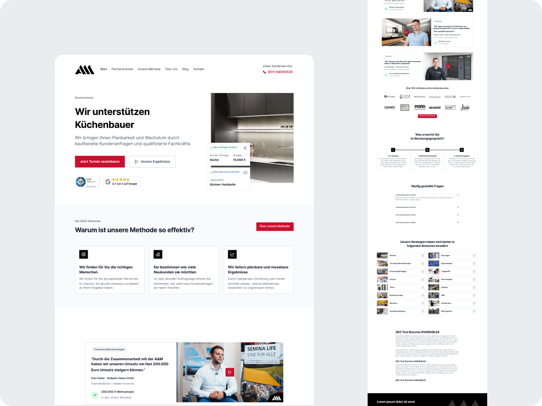Industry-oriented landing pages